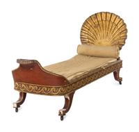 An Italian Walnut and Carved Giltwood Daybed