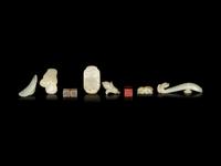 Eight Chinese Jade and Hardstone Carvings