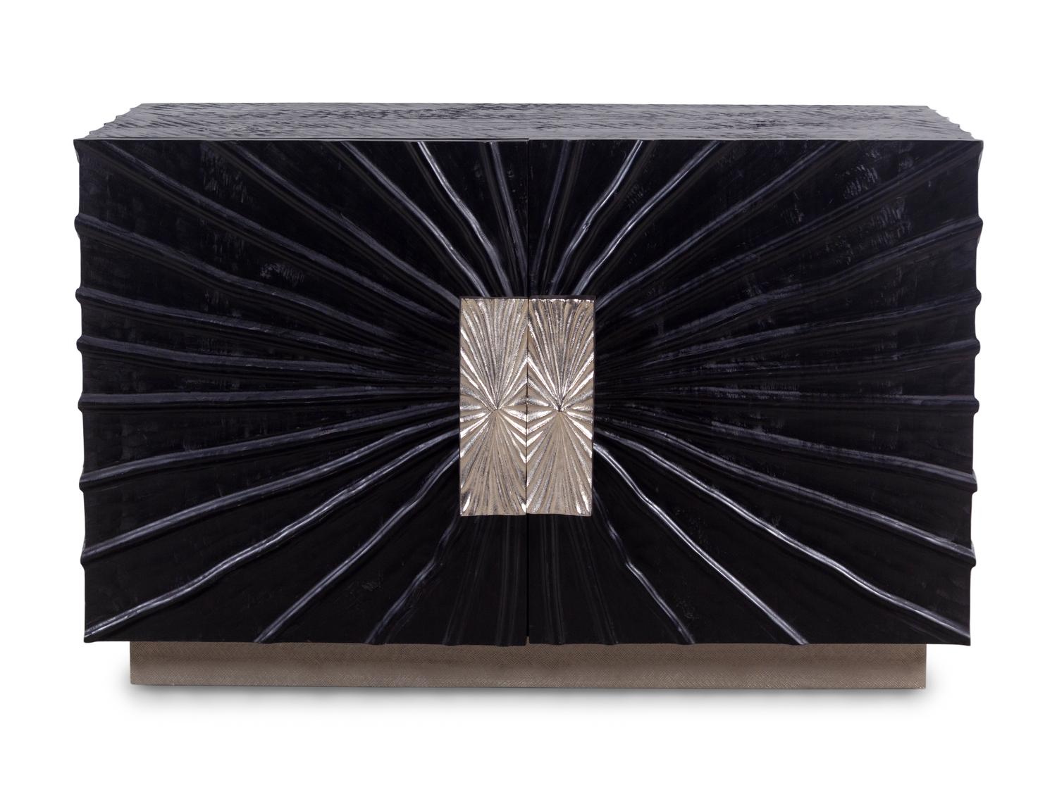 A Contemporary Ebonized Sculpture-Front Cabinet