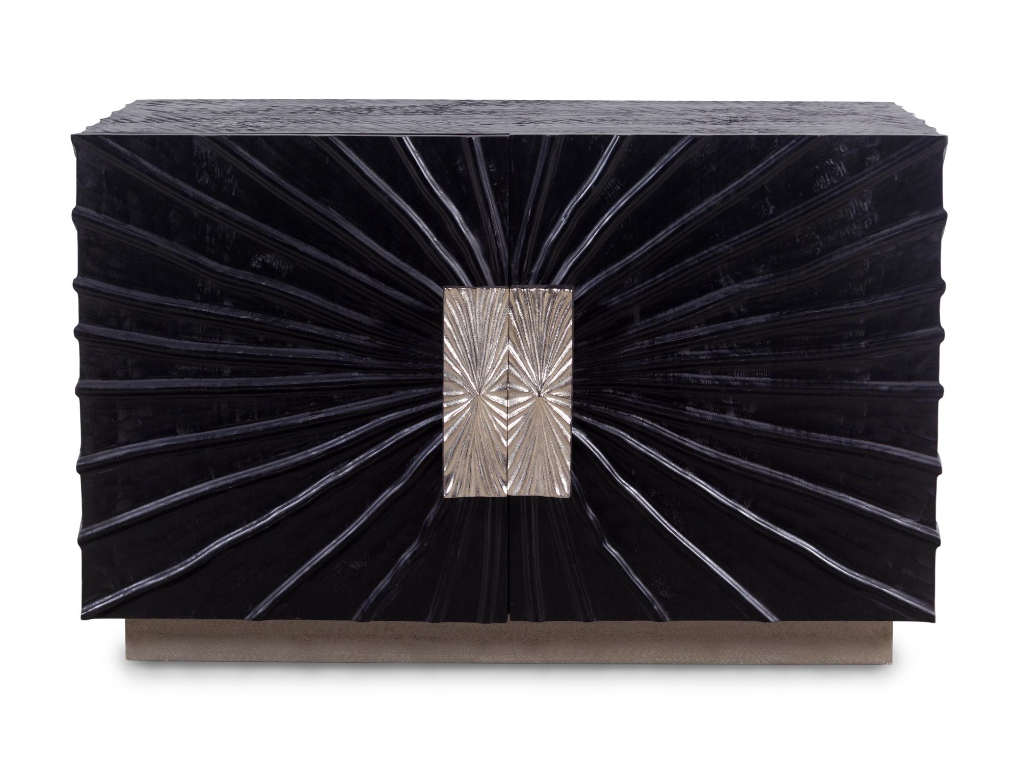 A Contemporary Ebonized Sculpture-Front Cabinet