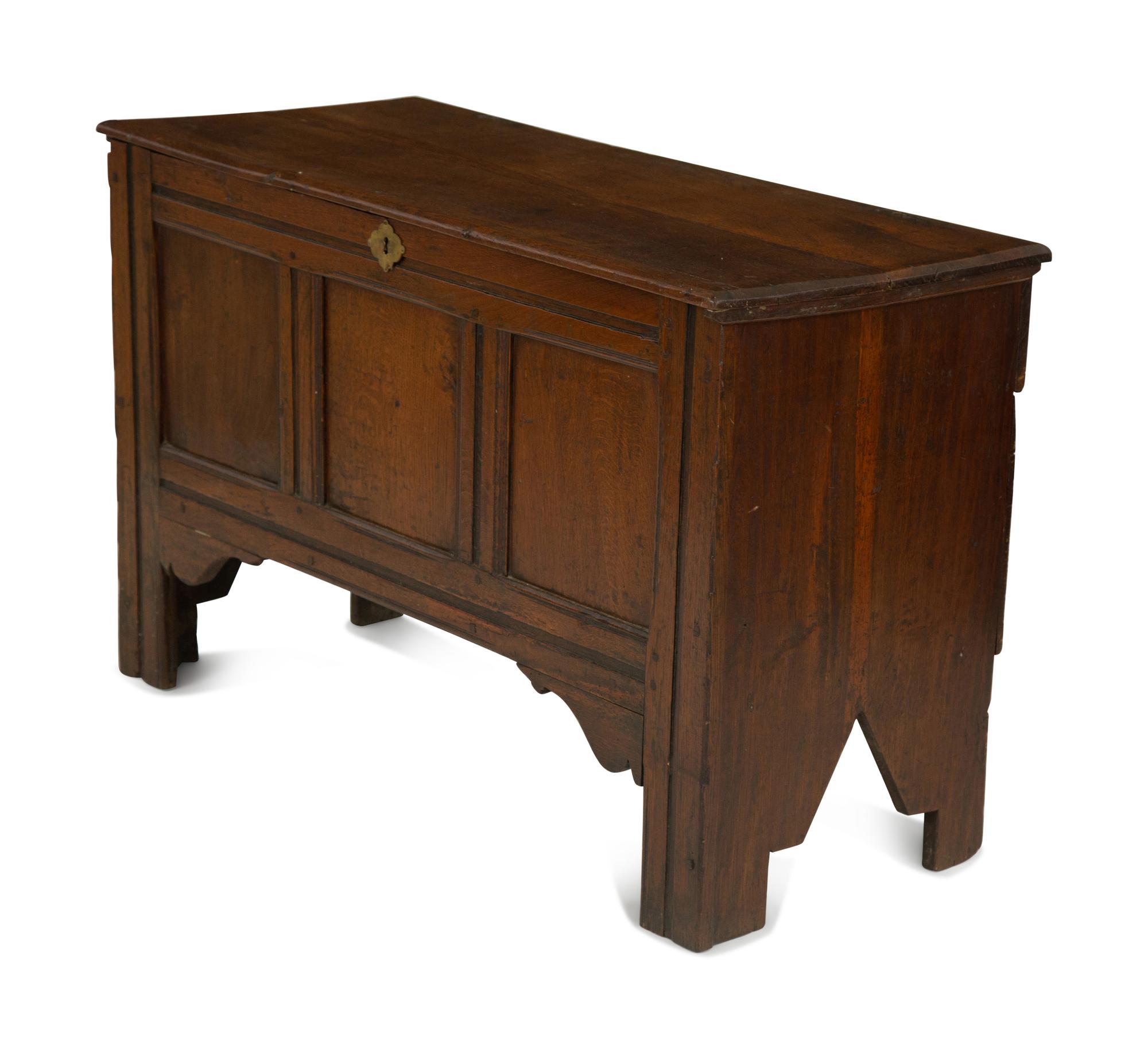 A Georgian Oak Three-Panel Coffer