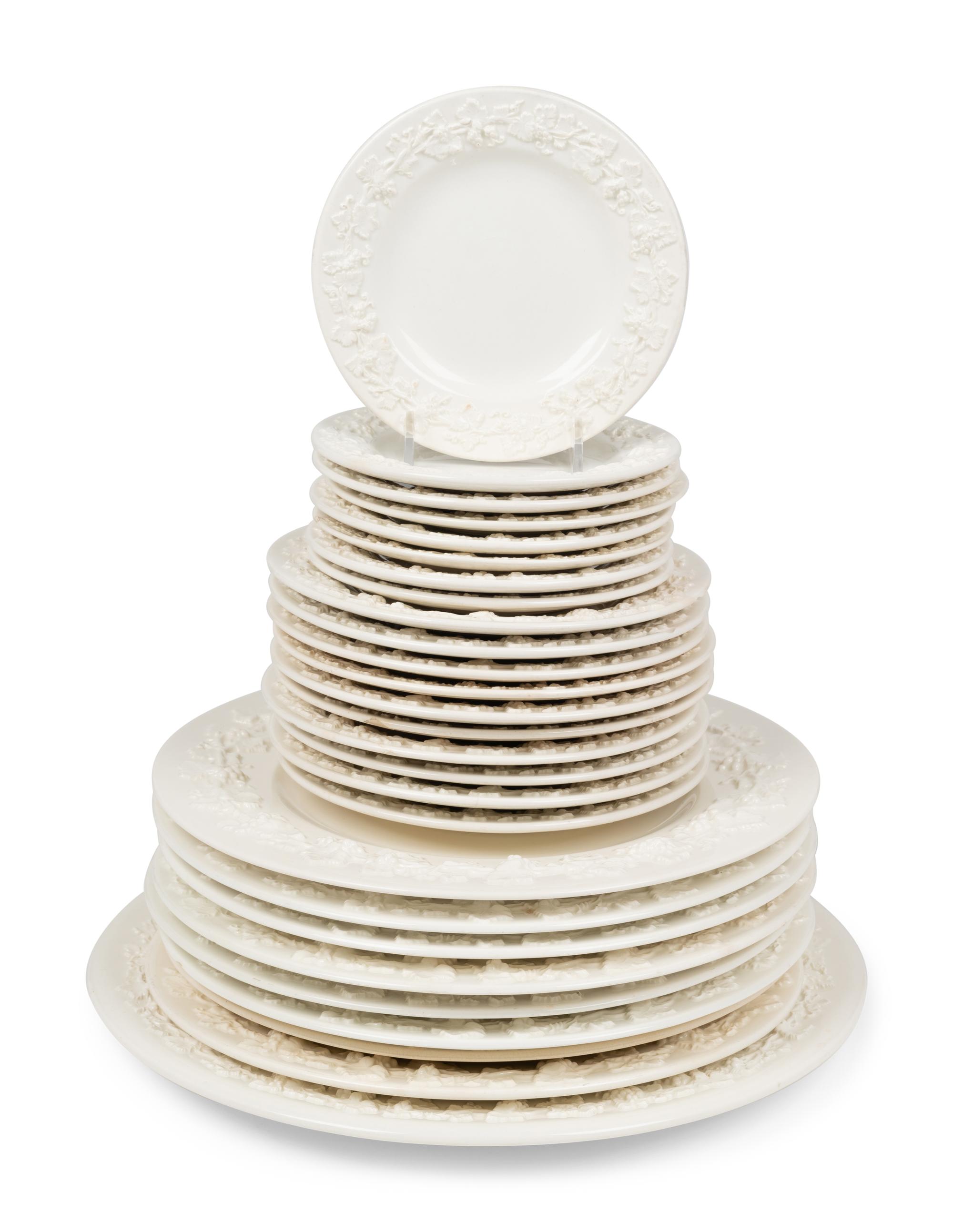 A Wedgwood Embossed Queensware Ceramic Dinner Service