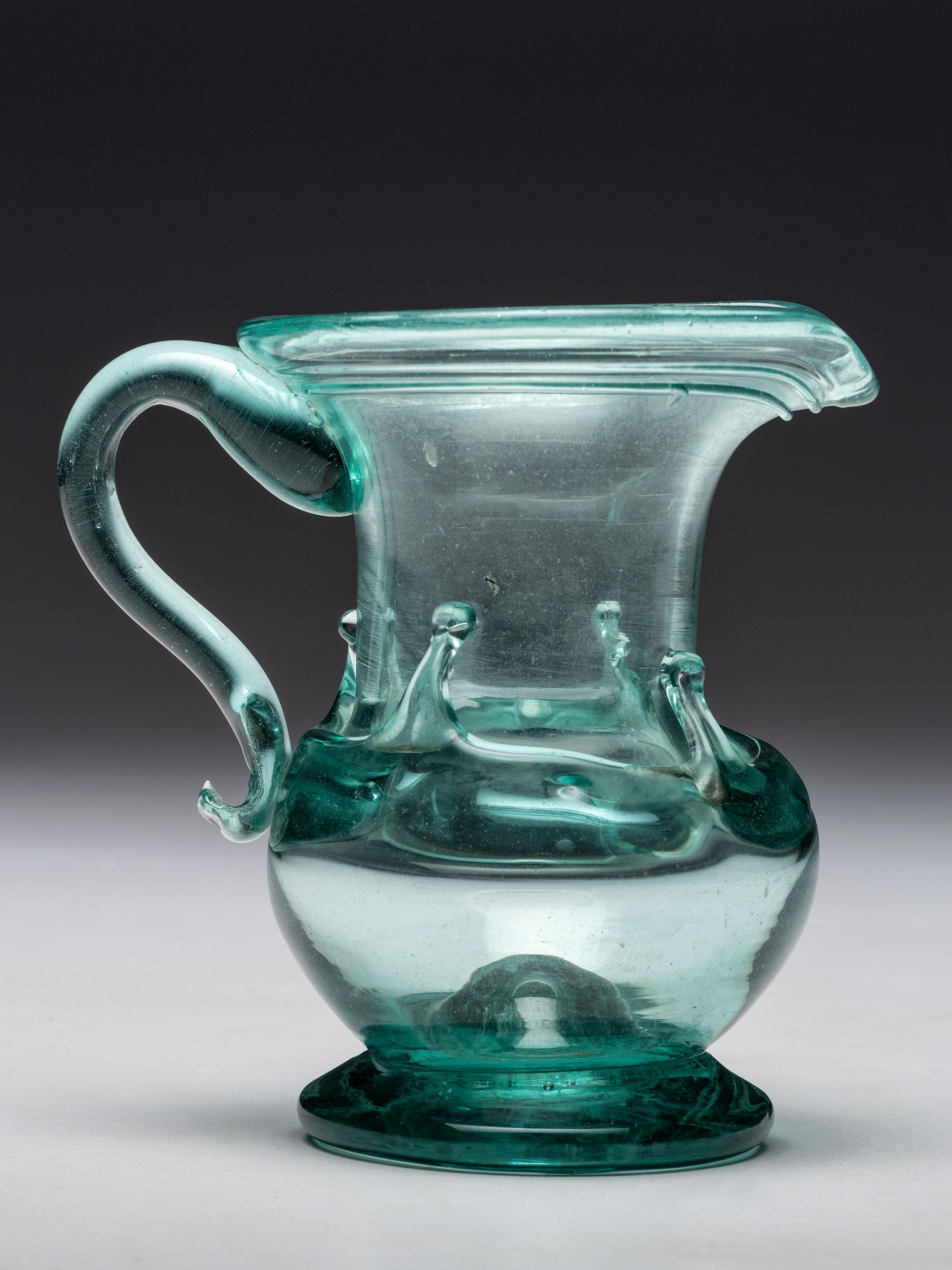 A South Jersey-Type Blown-Glass Cream Pitcher in Aqua