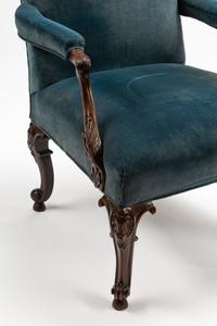 A George III Style Carved Mahogany Library Chair