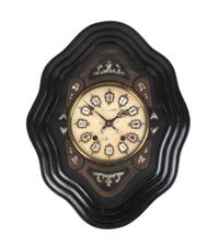 A French Victorian Ebonized Wall Clock, Height 22 1/4 inches.