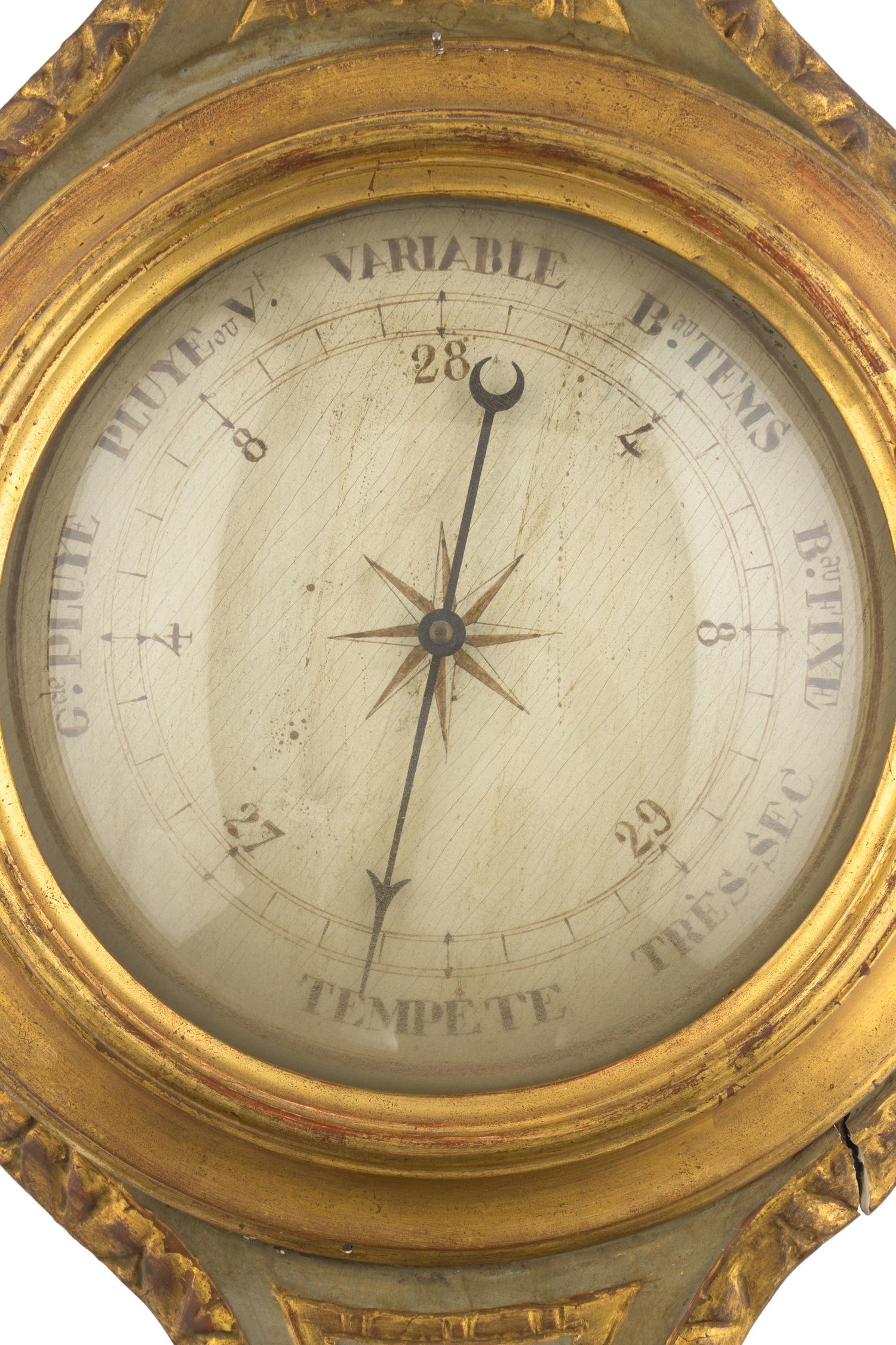 A French Painted and Parcel Gilt Barometer