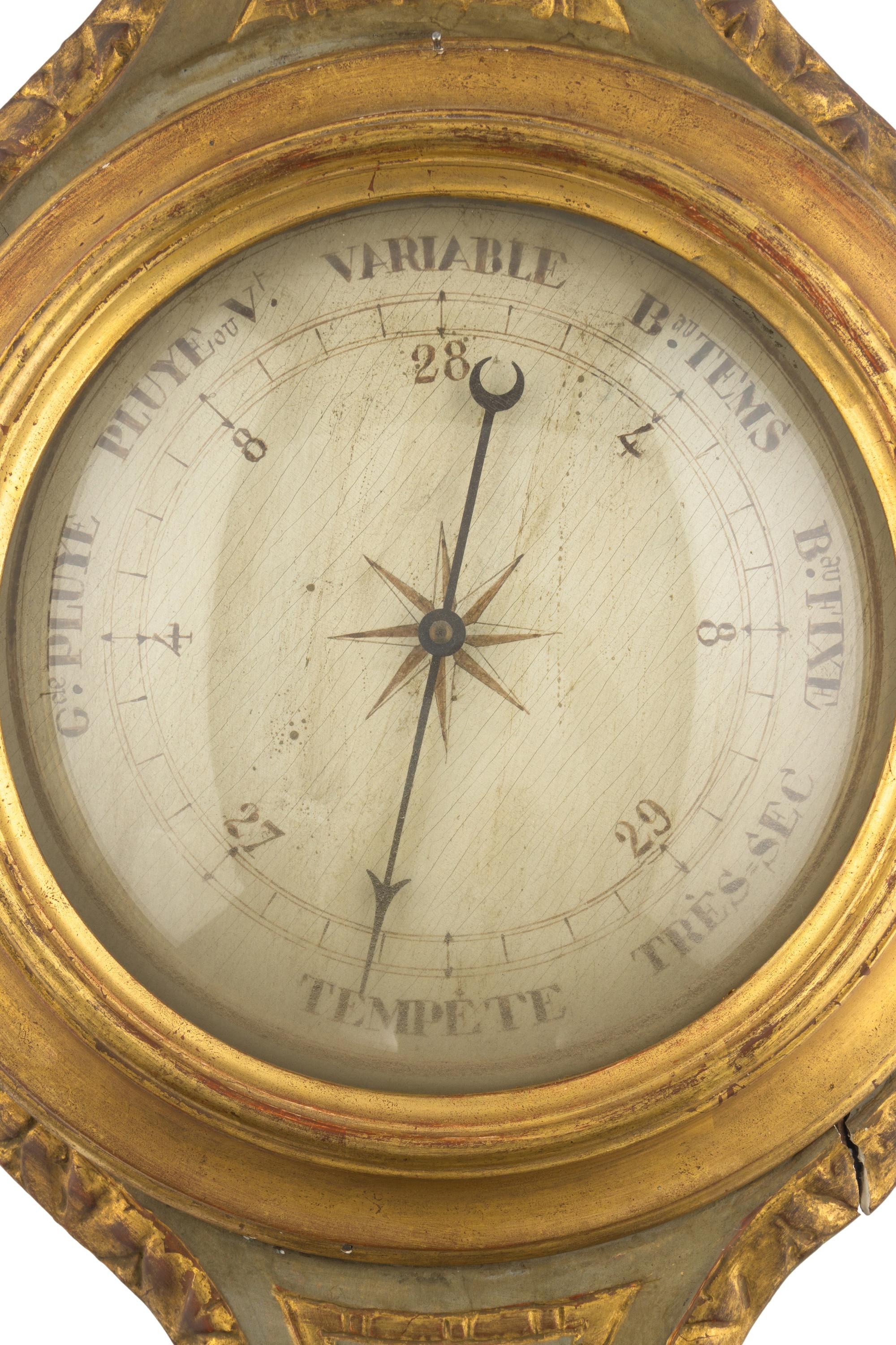 A French Painted and Parcel Gilt Barometer