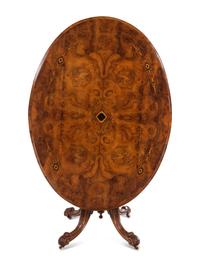 A Victorian Burlwood Inlaid Tilt-Top Breakfast Table