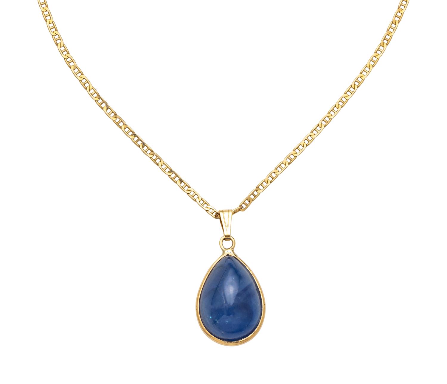 CABOCHON SAPPHIRE PENDANT/NECKLACE