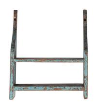 Two Country Blue-Paint Decorated Hanging Shelves