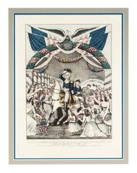 CURRIER, Nathaniel (1813-1888) Washington's Reception by the Ladies on passing the bridge in Trenton, NJ . New York: 1845.