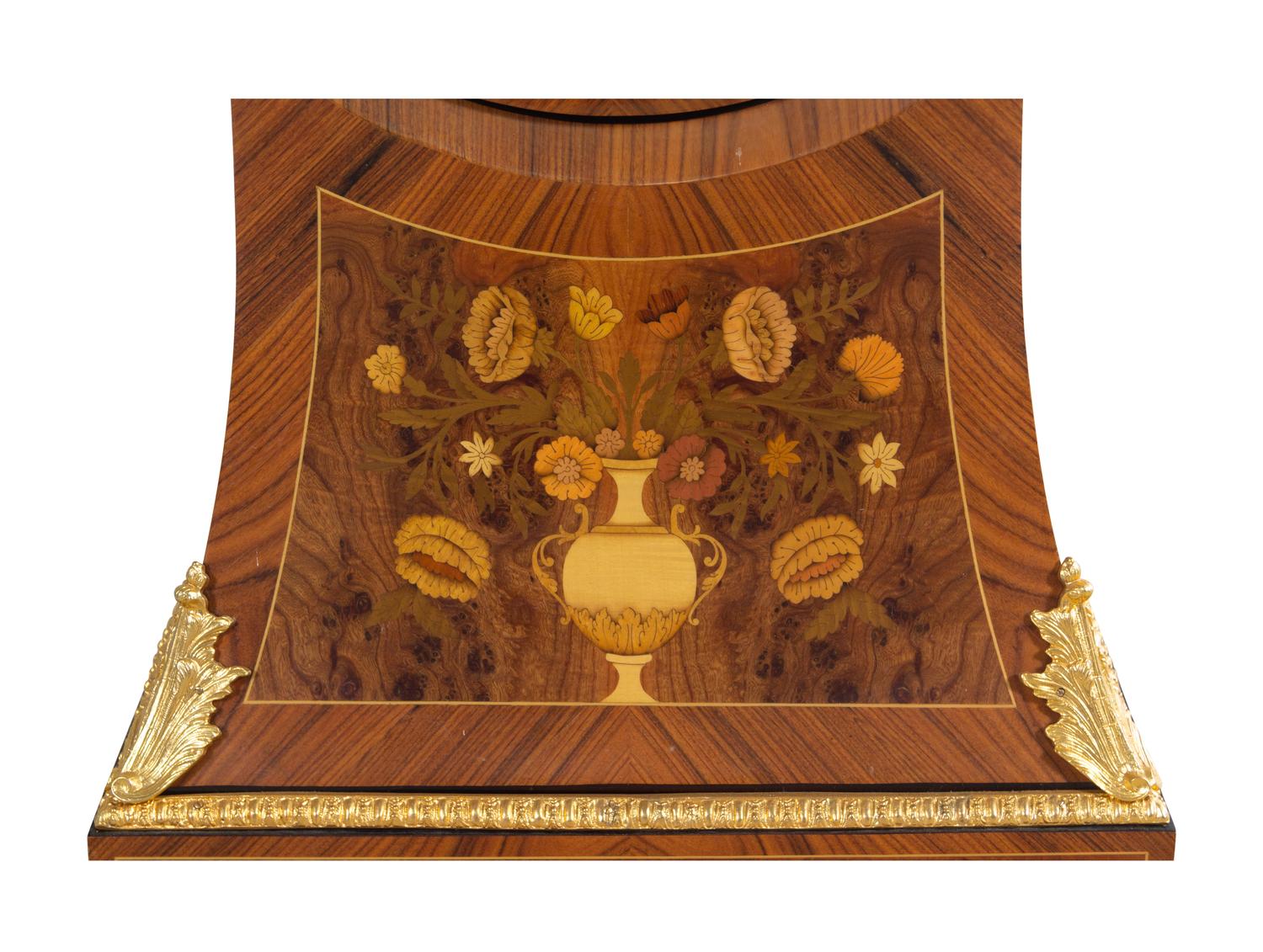 An Italian Gilt Metal Mounted Marquetry Tall Case Clock