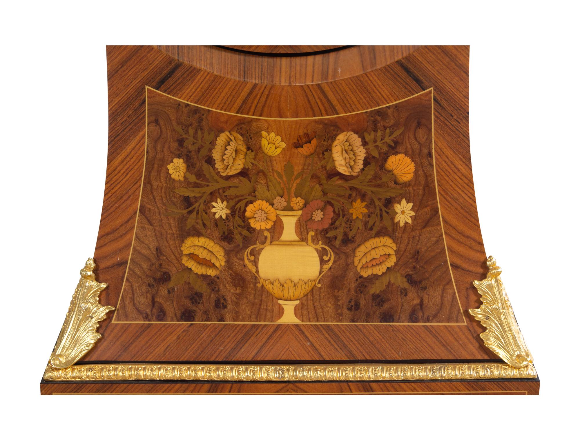 An Italian Gilt Metal Mounted Marquetry Tall Case Clock