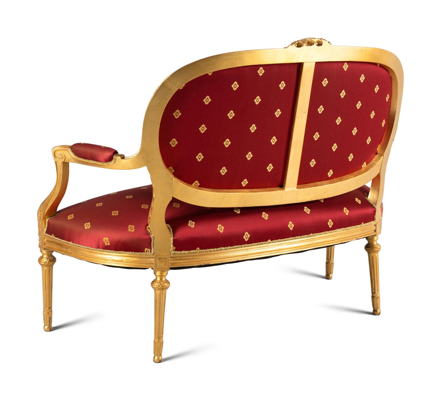A Louis XVI Style Giltwood Four-Piece Salon Suite