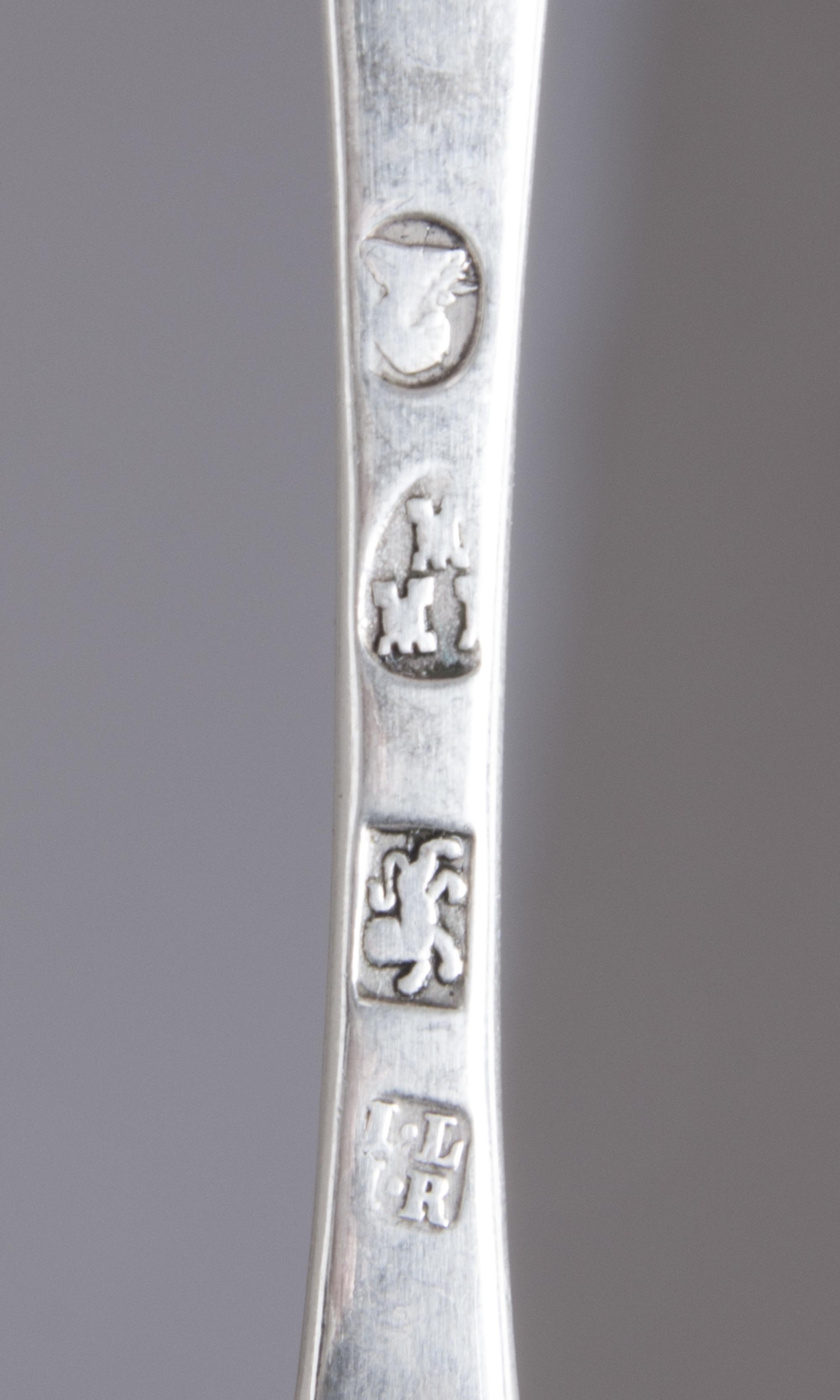 Nine English Silver Marrow Scoops, Various Makers, 18th/19th Century, together with ten English silver coffee spoons in two patterns, a