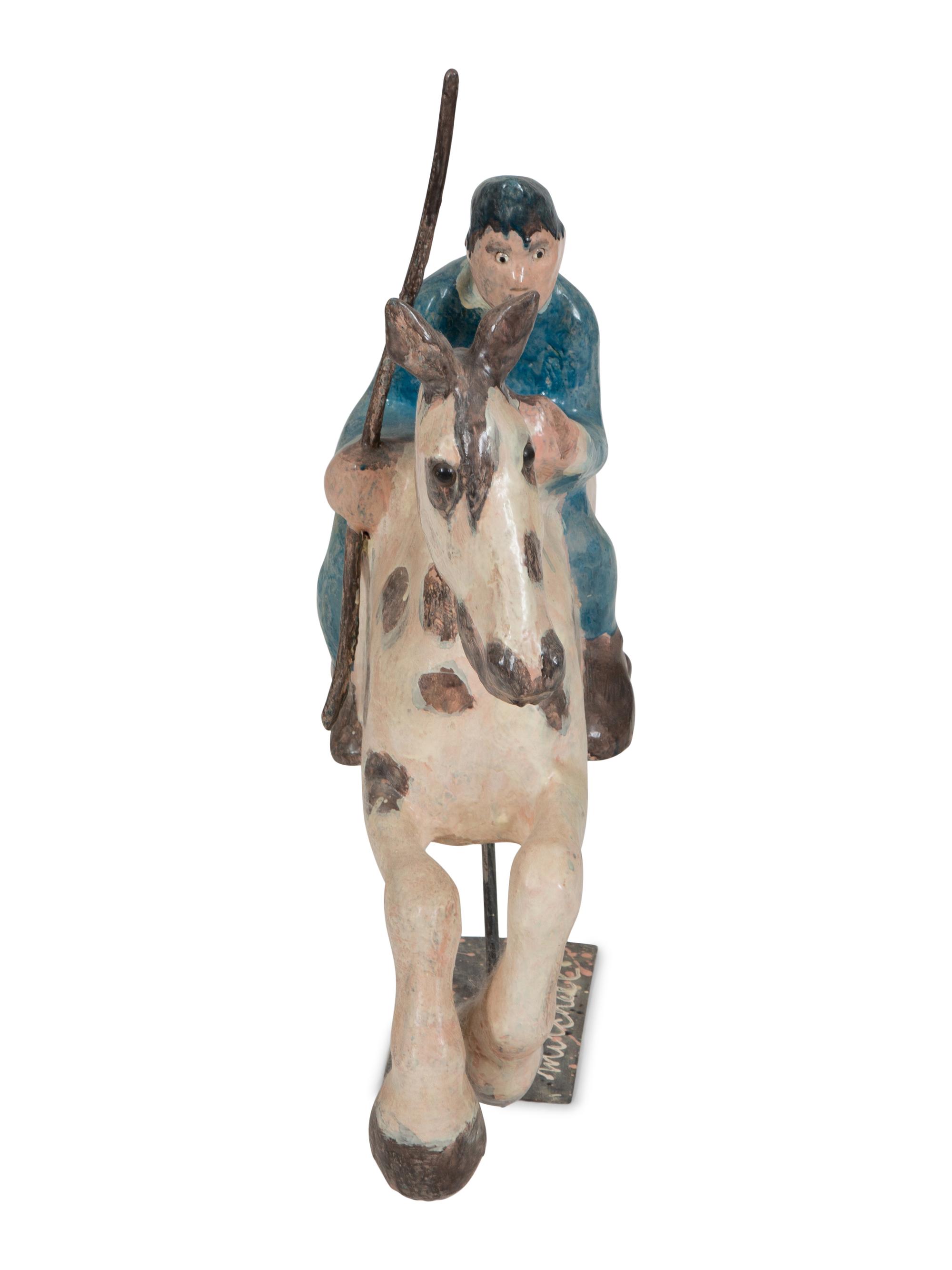 An American Folk Art Carved and Painted Horse and Rider