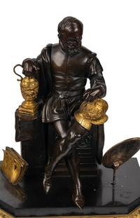 A Napoleon III Gilt Bronze and Slate Clock Garniture