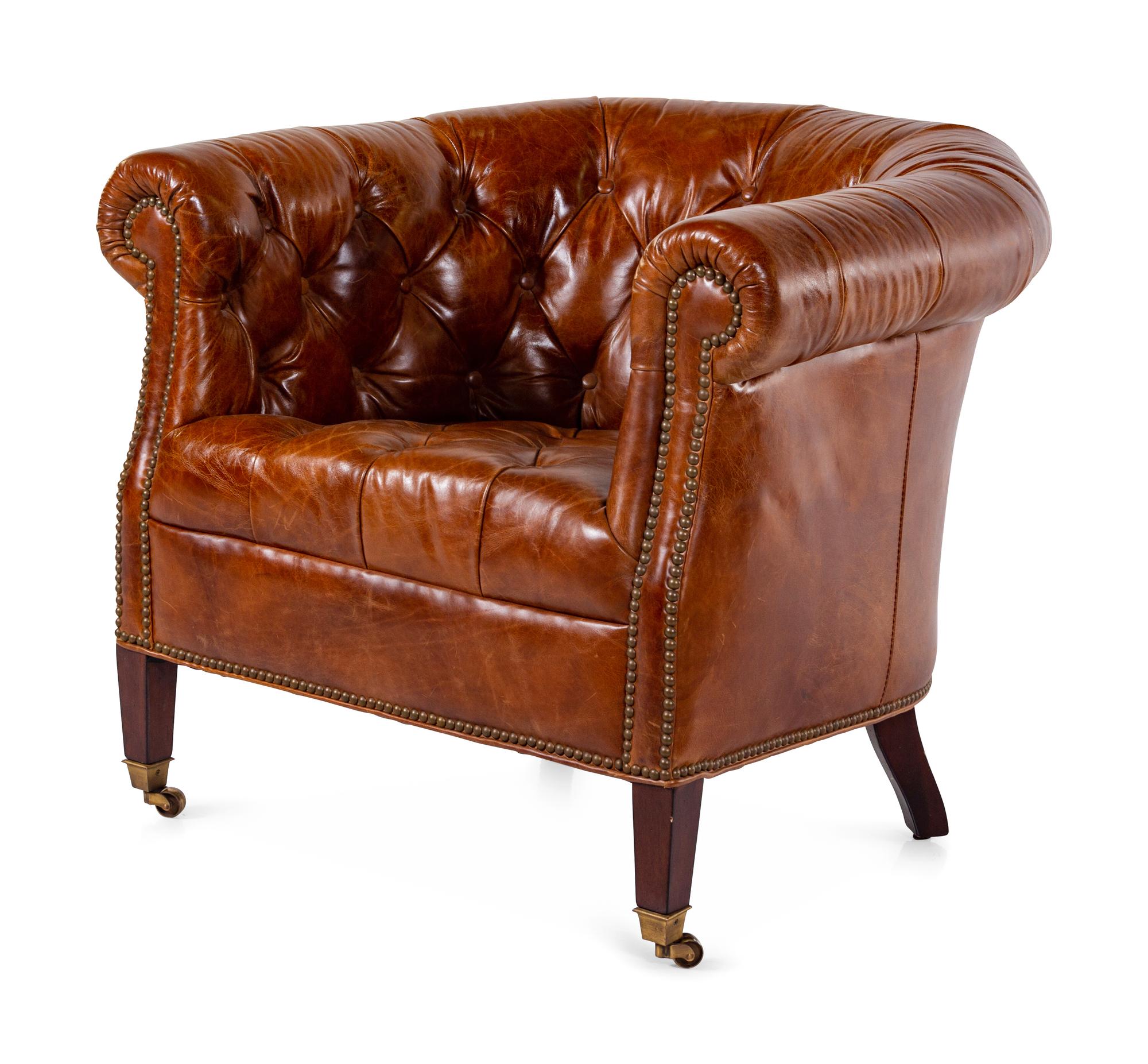 A Tufted Leather-Upholstered Club Chair