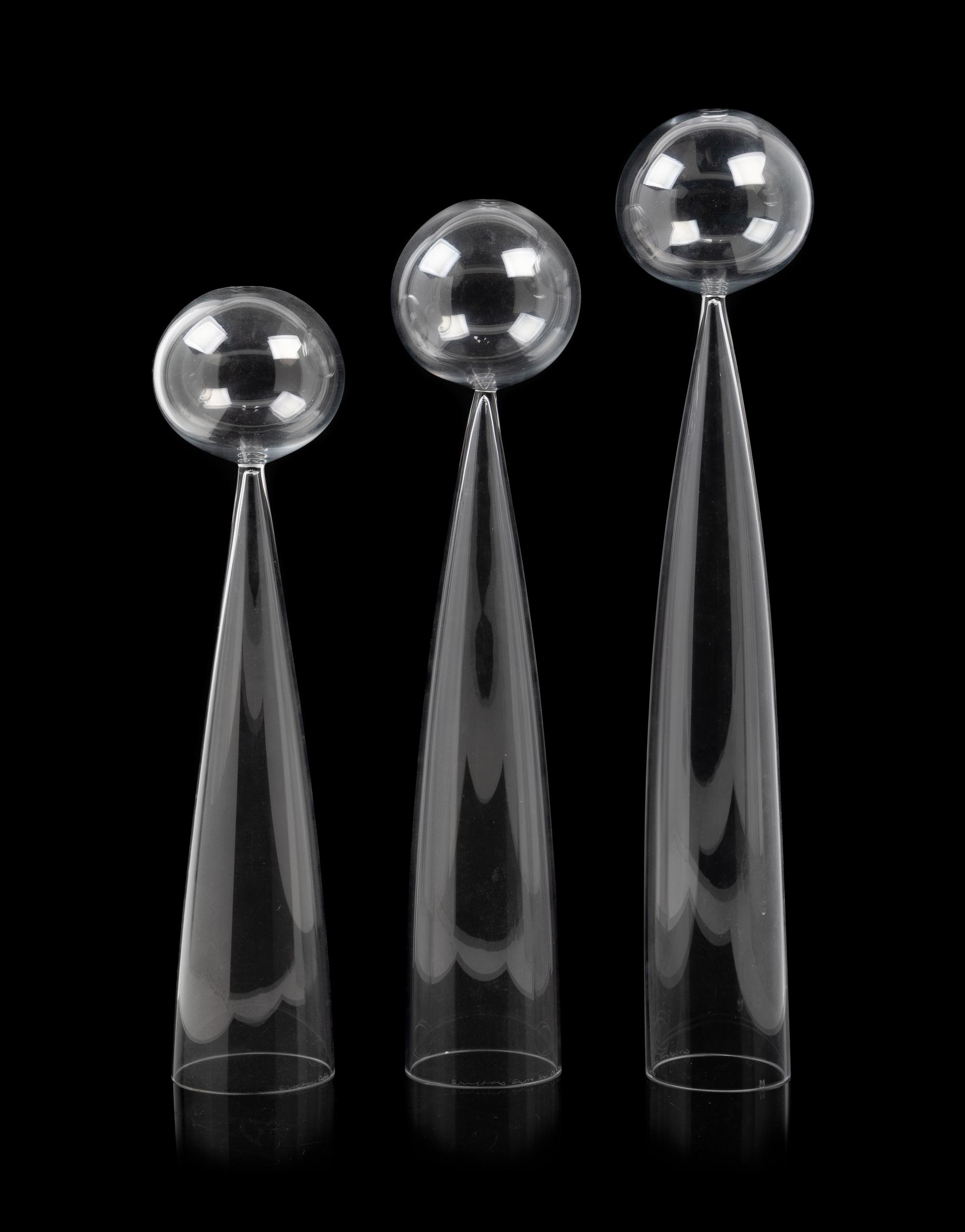 John Selbing, (Swedish, 1908-2001), Orrefors, c. 1954 three Klot over Kon (Ball of Kings), sculptures