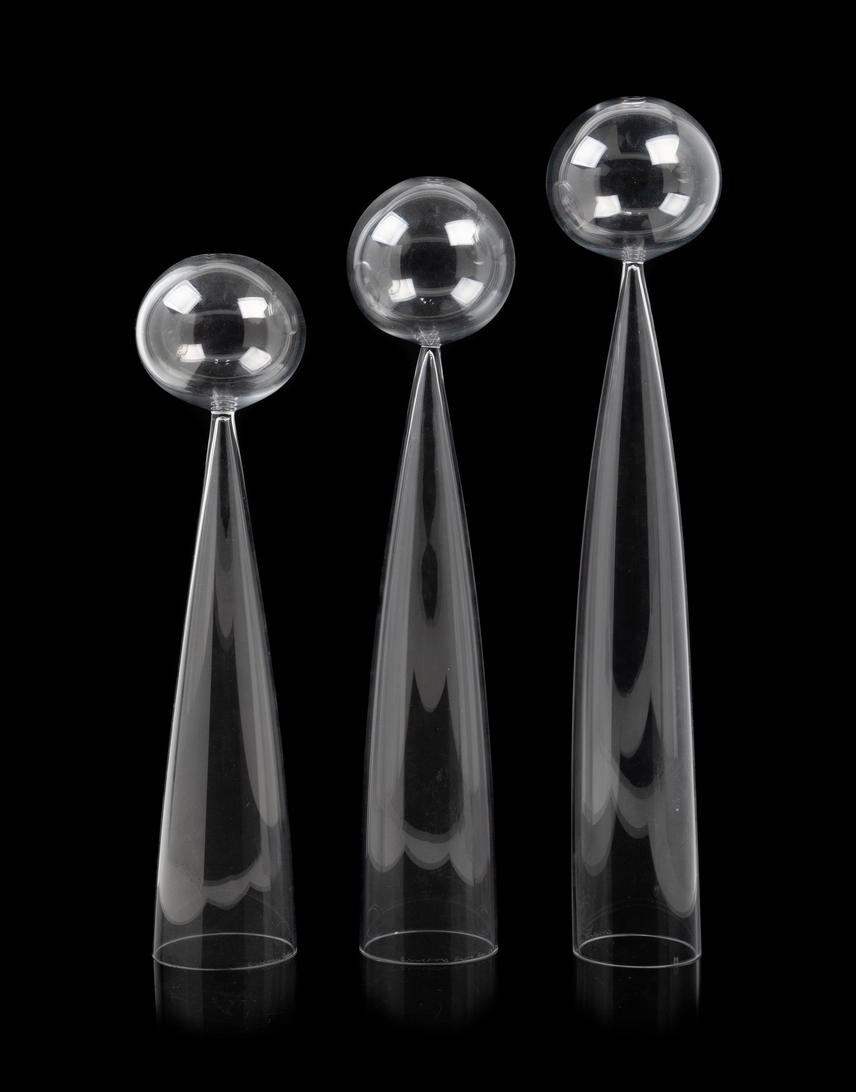 John Selbing, (Swedish, 1908-2001), Orrefors, c. 1954 three Klot over Kon (Ball of Kings), sculptures