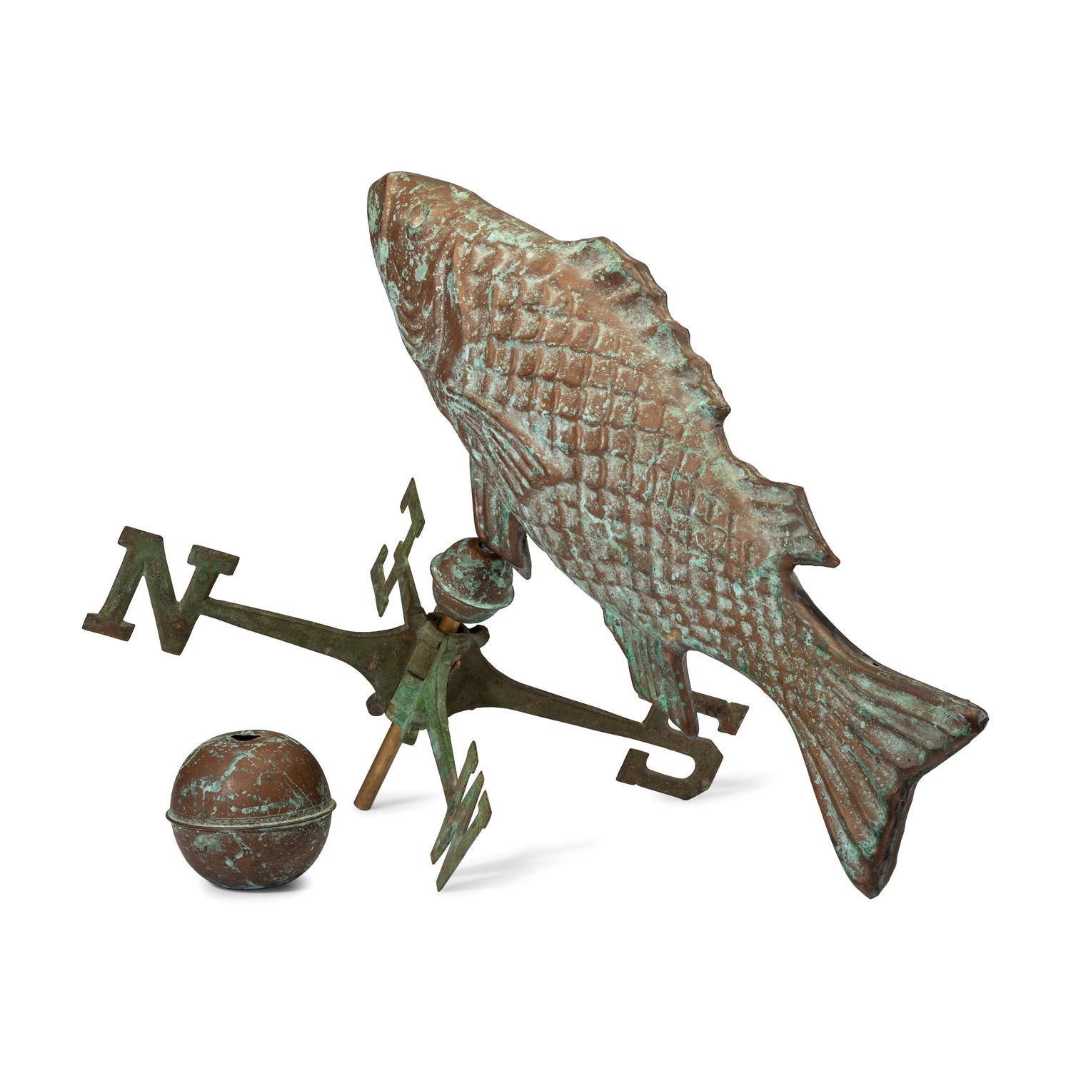 A Pressed and Molded Copper Fish-Form Weathervane