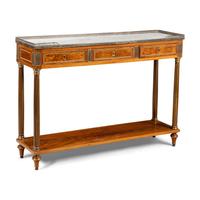 A Directoire Brass Mounted Mahogany Marble-Top Console Desserte