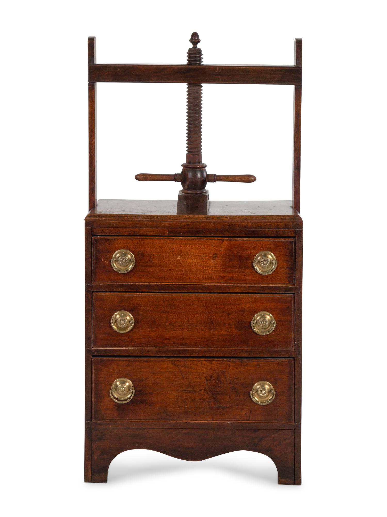 An English Mahogany Book or Linen Press Chest of Drawers