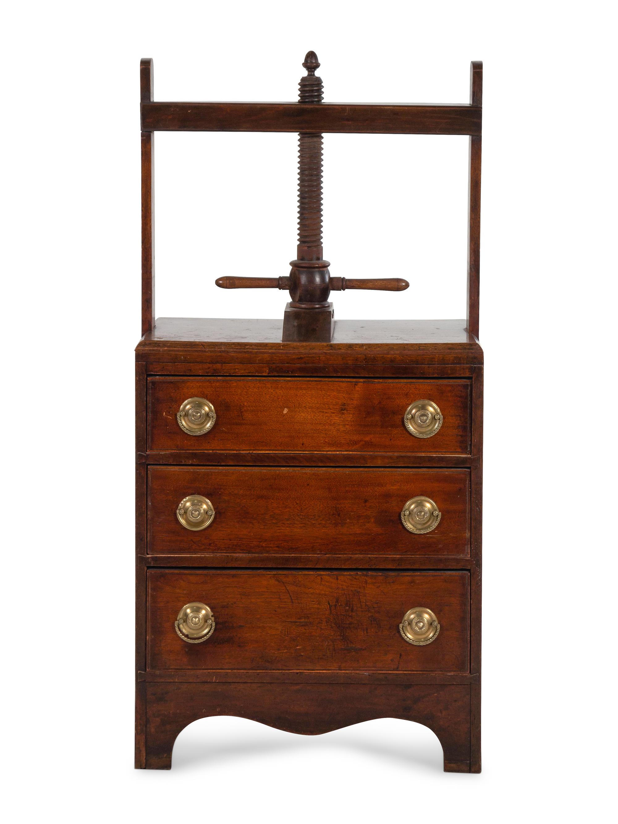 An English Mahogany Book or Linen Press Chest of Drawers