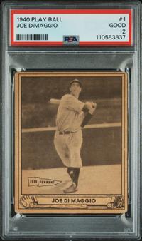 A 1940 Joe DiMaggio Play Ball Baseball Card No. 1 (PSA 2 GOOD)