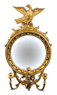 A Federal Giltwood Girandole Mirror Height 32 x width 17 1/4 inches. — 19TH CENTURY