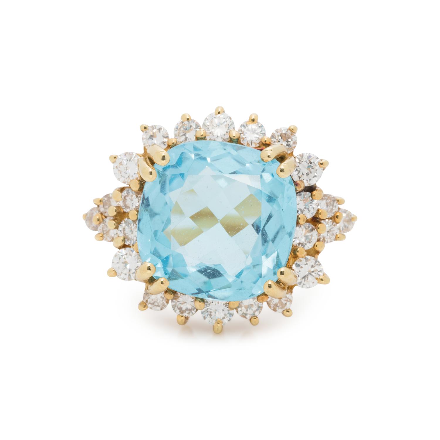 BLUE TOPAZ AND DIAMOND RING
