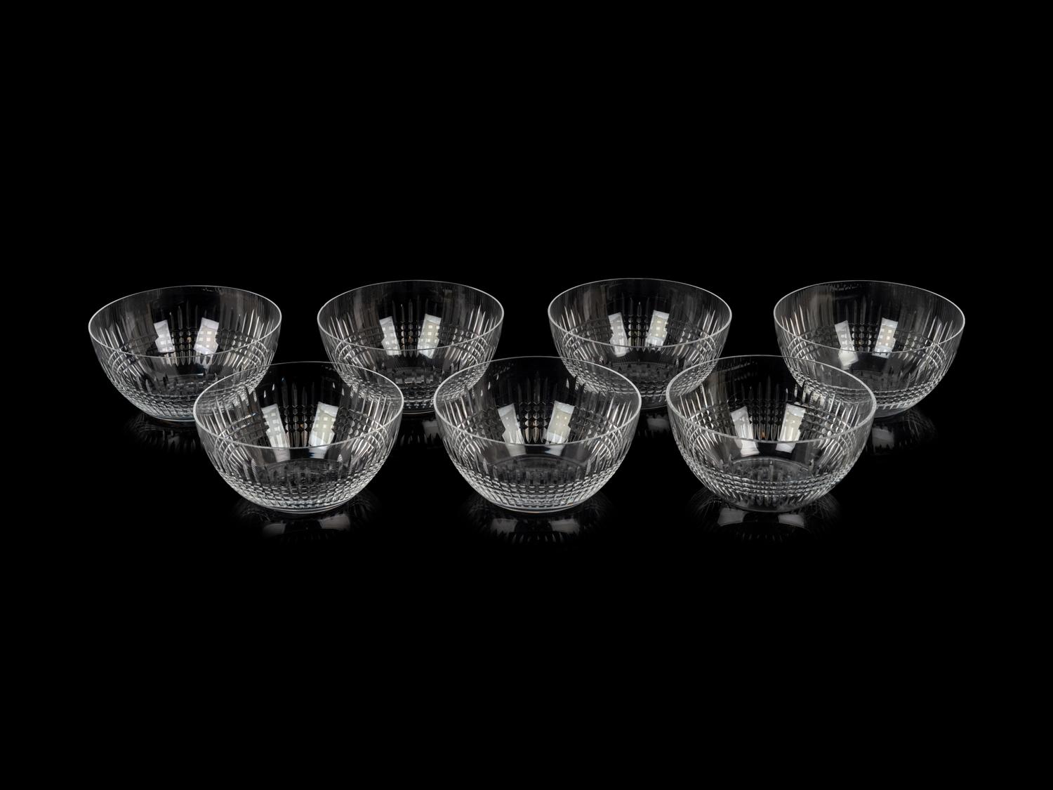 A Set of Eight Baccarat Cut Glass Dessert Bowls