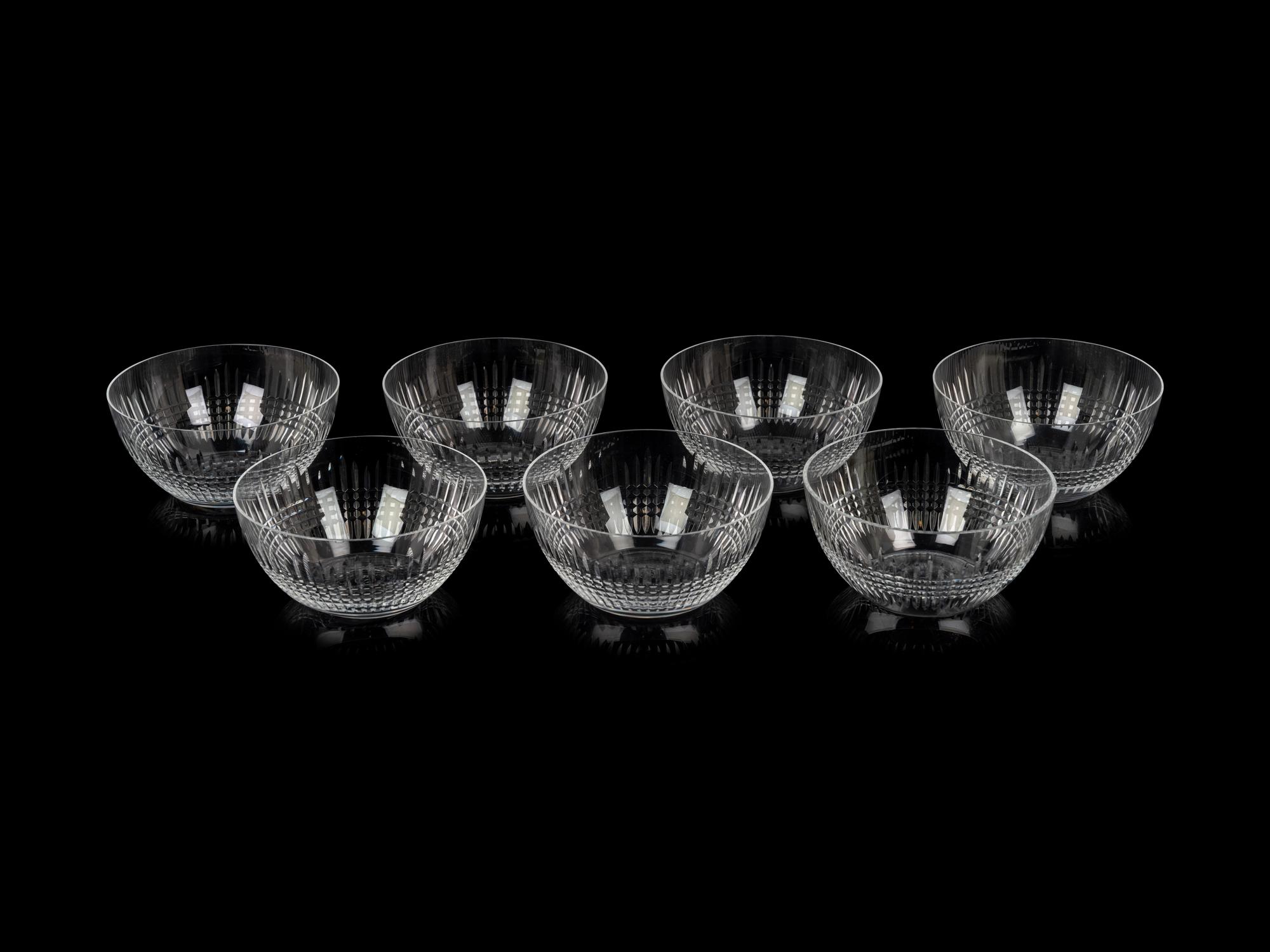 A Set of Eight Baccarat Cut Glass Dessert Bowls