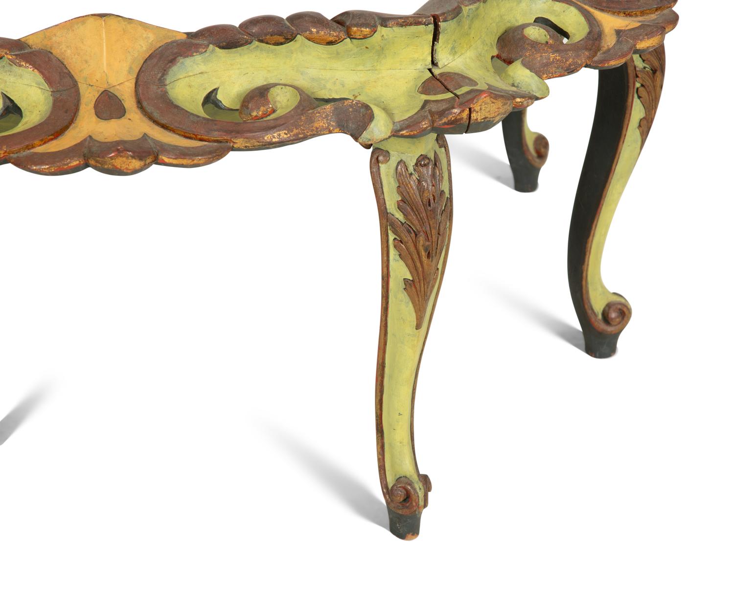 An Italian Painted Low Coffee Table with Mirror Inset Top