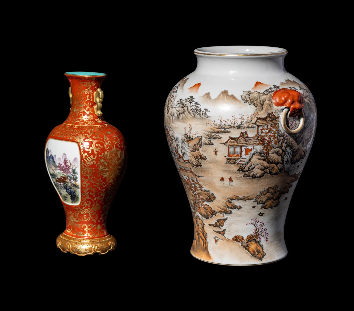 Two Chinese Porcelain 'Landscape' Vases