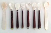 Eighteen Mother-of-Pearl and Horn Caviar Spoons