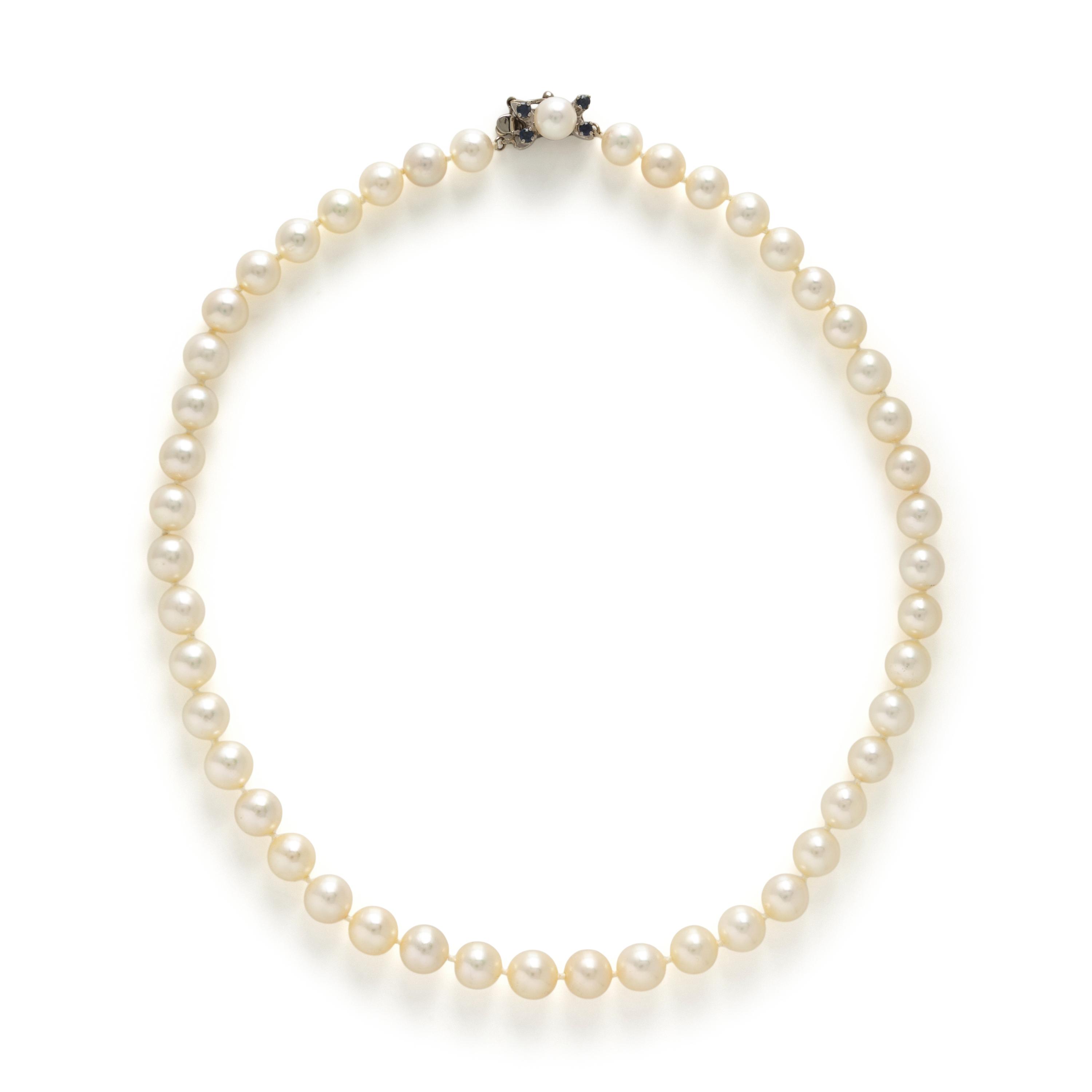 Cultured Pearl and Sapphire Necklace