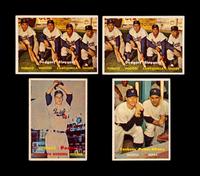 A Group of Four 1957 Topps Baseball Cards Including Mickey Mantle,