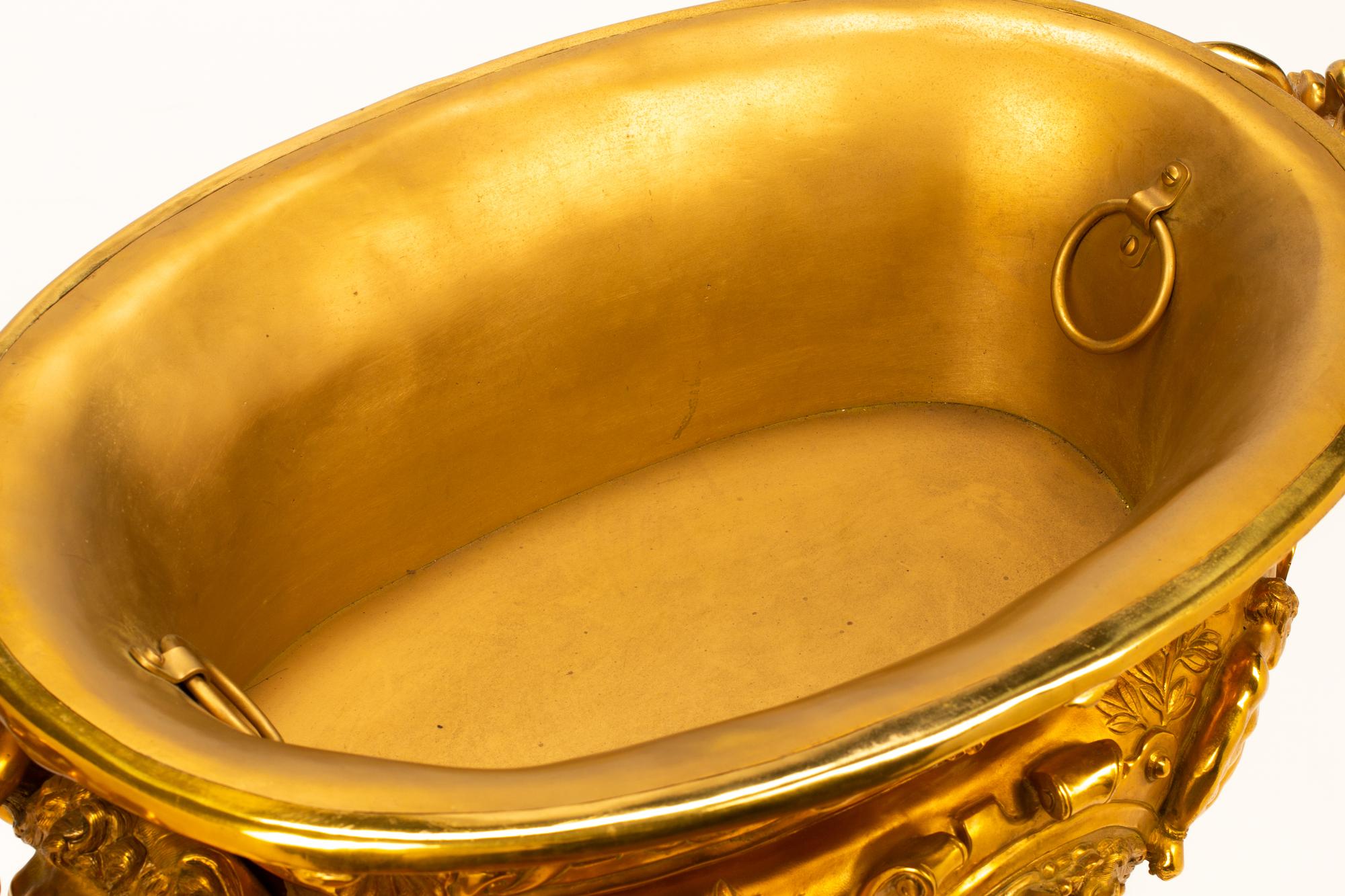 A Large French Gilt Bronze Jardiniere
