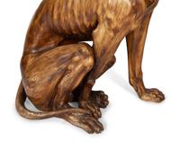 A Pair of Italian Grain-Painted Carved Wood Greyhounds