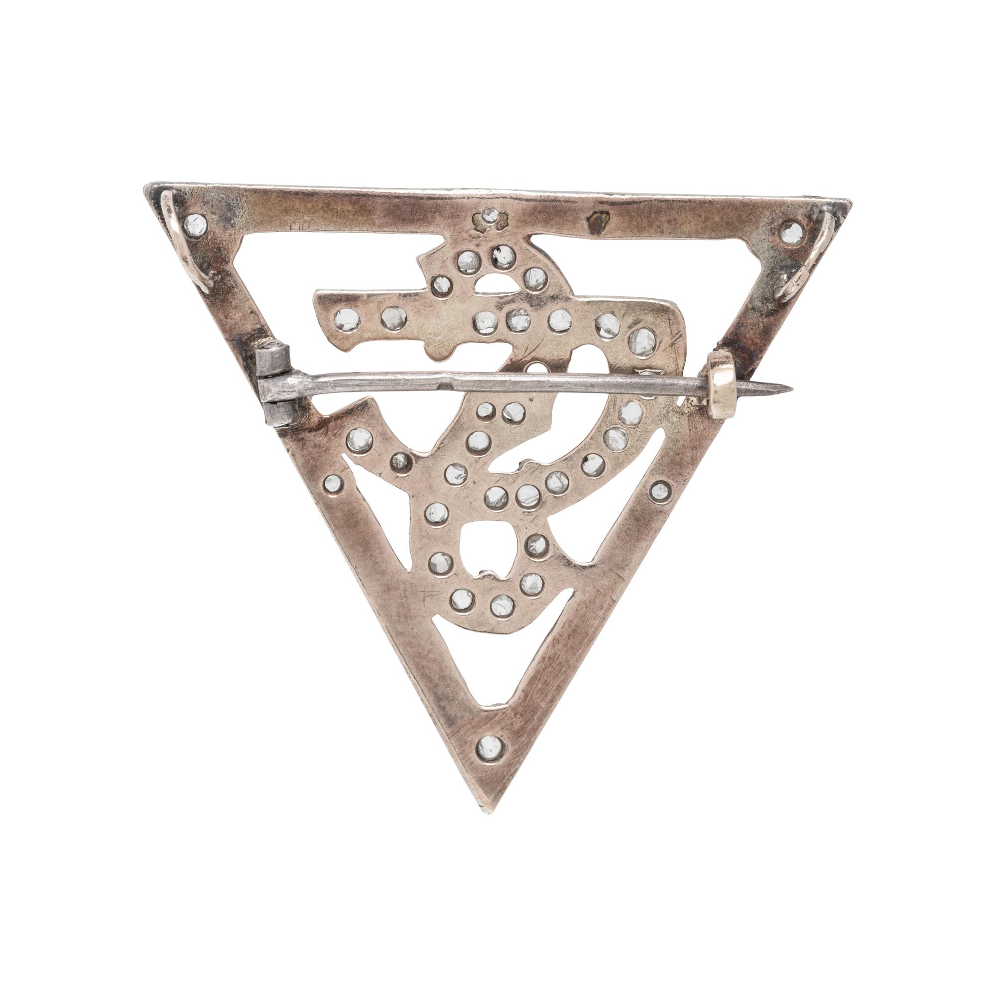 SILVER-TOPPED GOLD AND DIAMOND PENDANT BROOCH