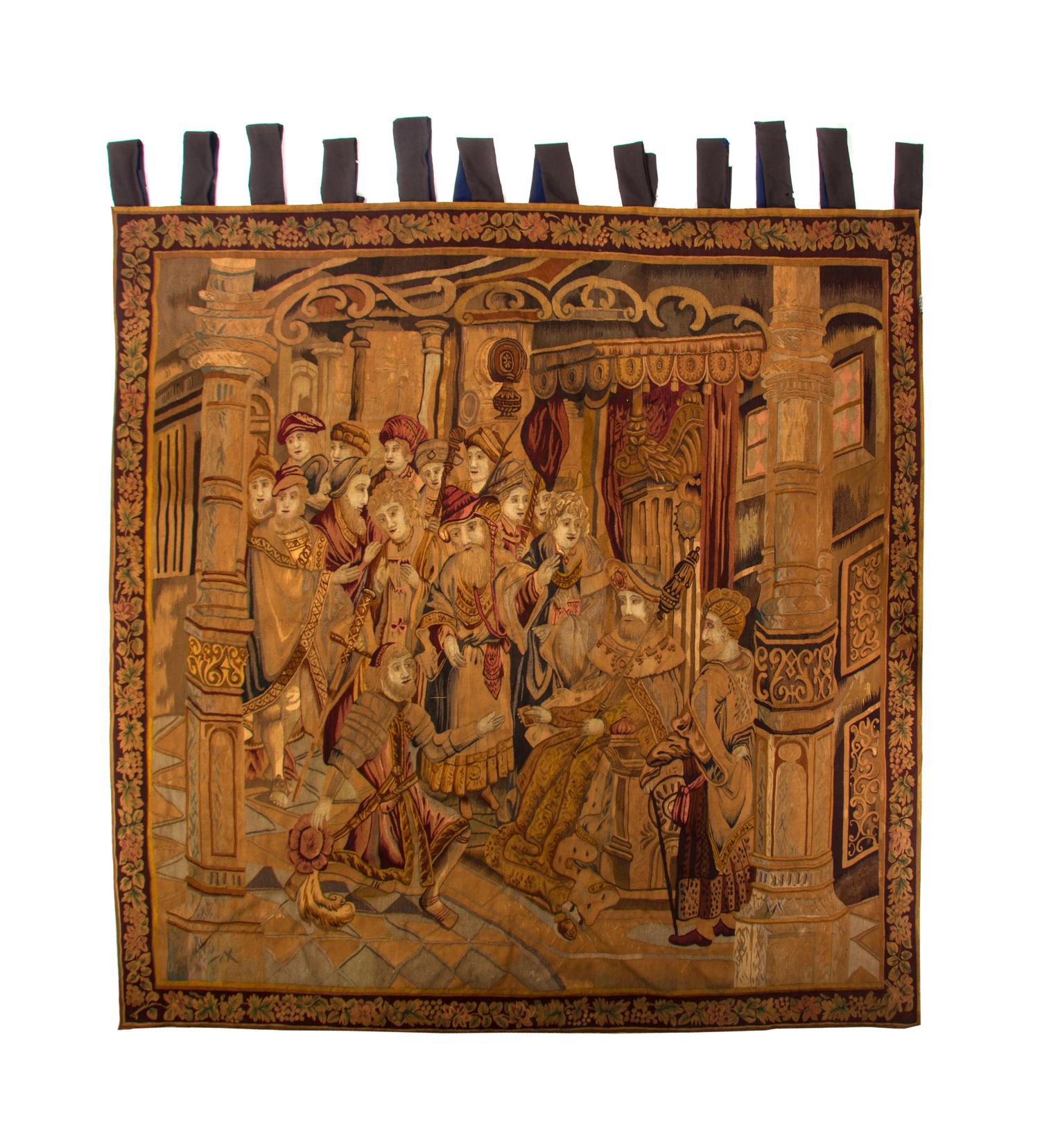 A Continental Wool Tapestry, LATE 19TH/EARLY 20TH CENTURY, 8 feet 2 inches x 8 feet. — LATE 19TH/EARLY 20TH CENTURY,