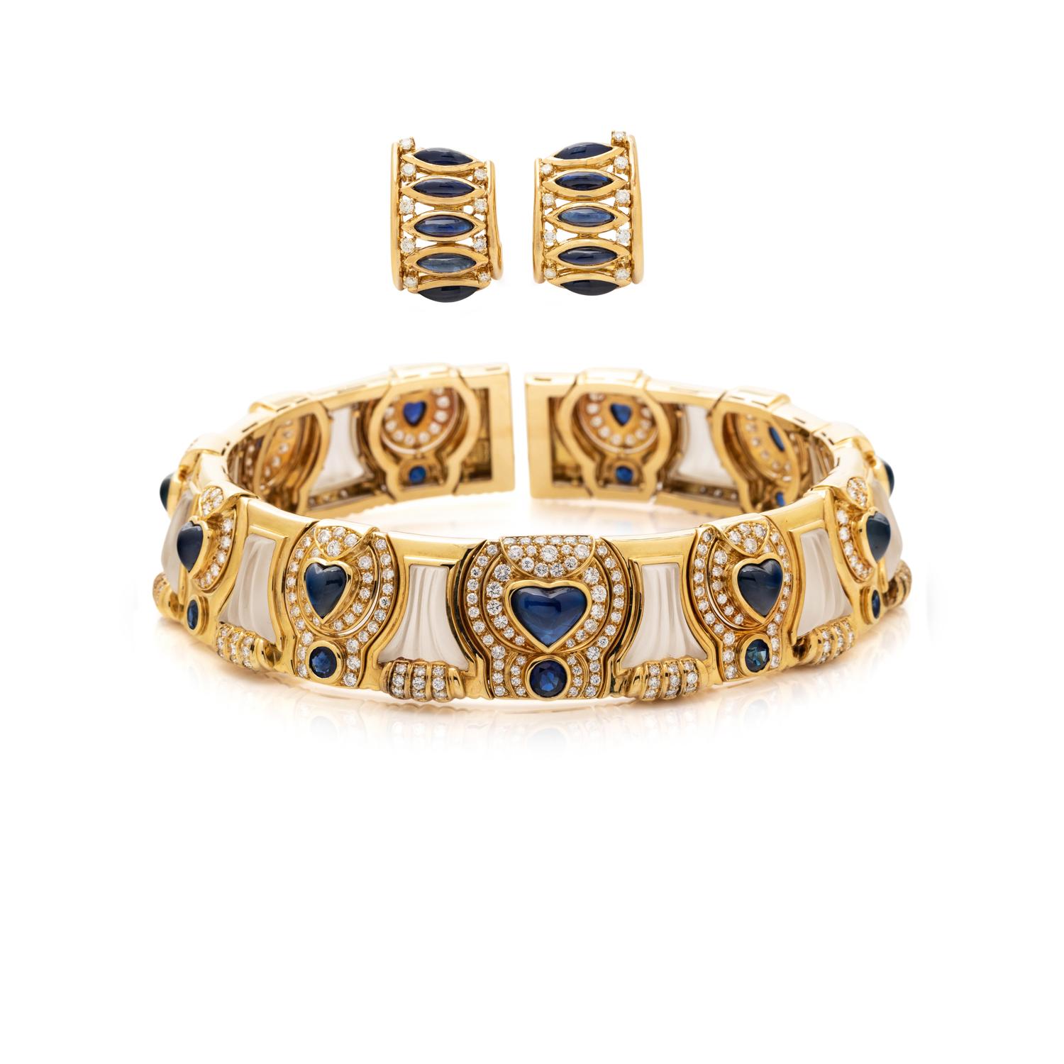 SABBADINI, COLLECTION OF YELLOW GOLD, SAPPHIRE AND DIAMOND JEWELRY