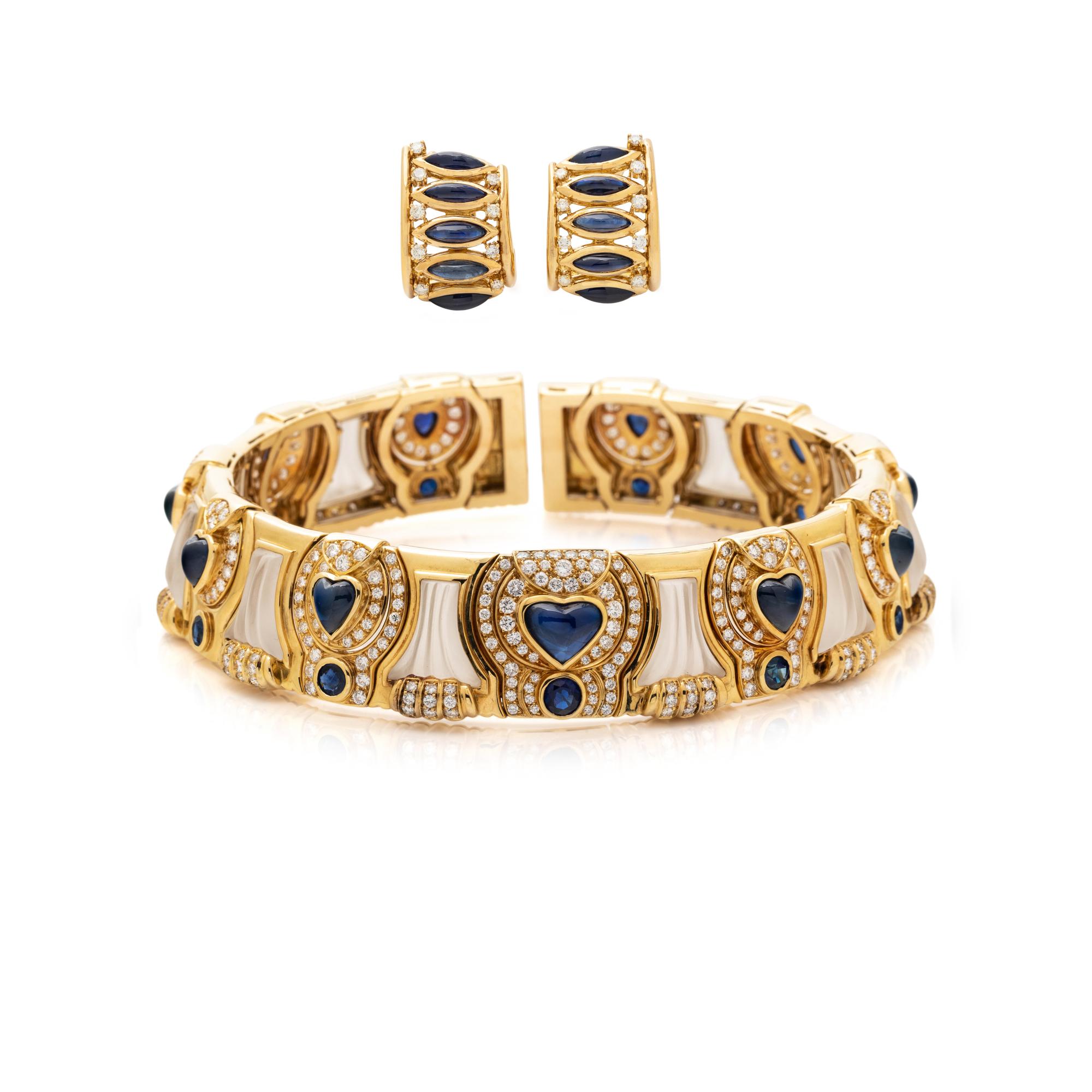 SABBADINI, COLLECTION OF YELLOW GOLD, SAPPHIRE AND DIAMOND JEWELRY