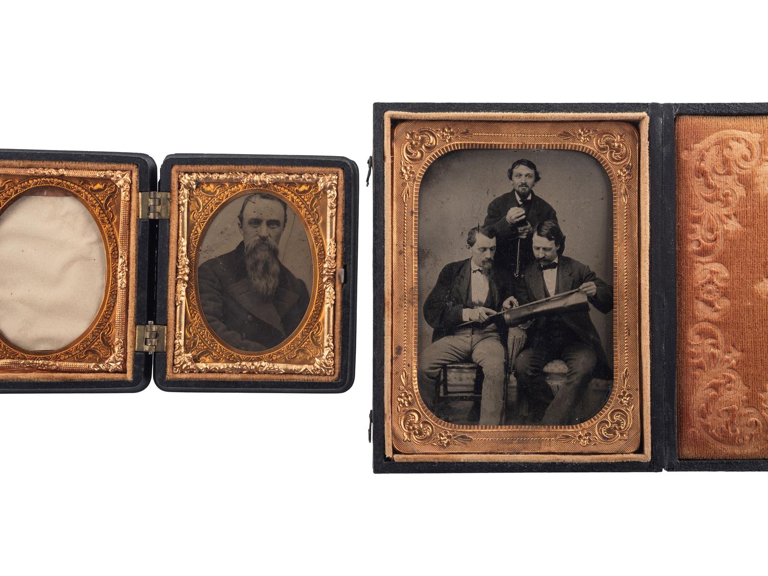 [EARLY PHOTOGRAPHY - OCCUPATIONAL]. Quarter plate tintype featuring 3 tradesmen.