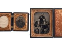 [EARLY PHOTOGRAPHY - OCCUPATIONAL]. Quarter plate tintype featuring 3 tradesmen.