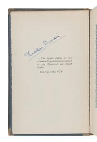 DREISER, Theodore (1871-1945). An American Tragedy. New York: Boni & Liveright, 1925.