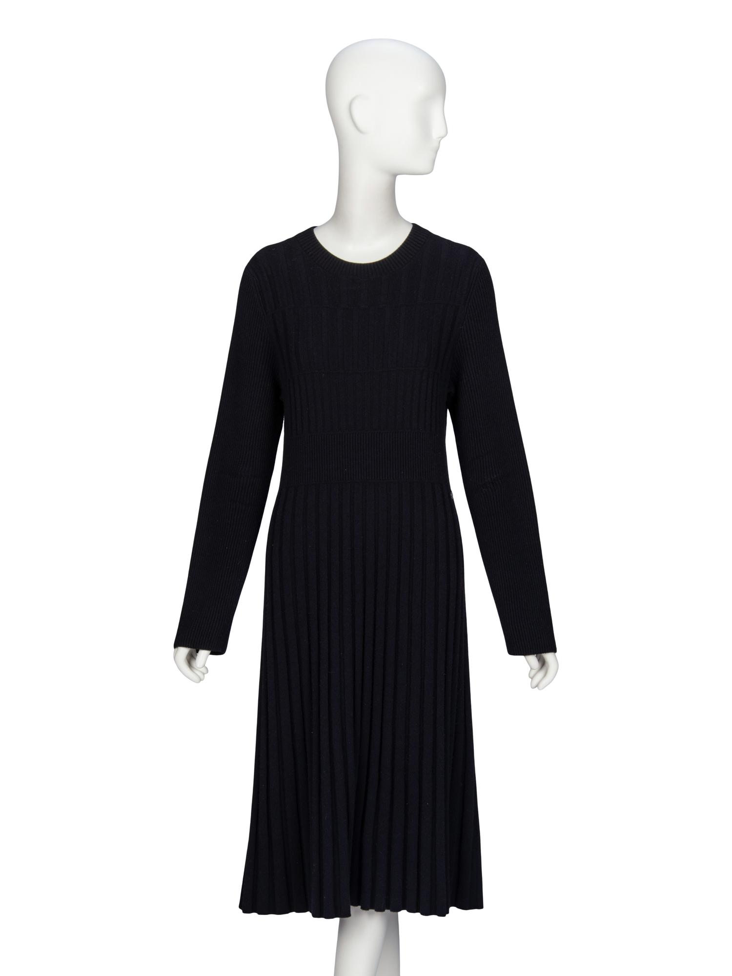 Chanel, Black Wool Knit Dress