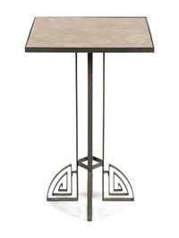 An Art Deco Stone-Top Iron Side Table