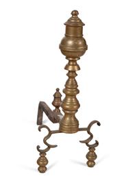 A Pair of Federal Style Brass Baluster Andirons